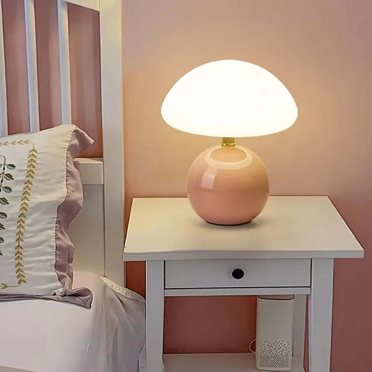 Ceramic Mushroom Lamp with Adjustable LED Light