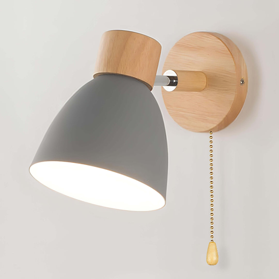 Nordic Modern Wood Hanging Wall Lamp with Switch