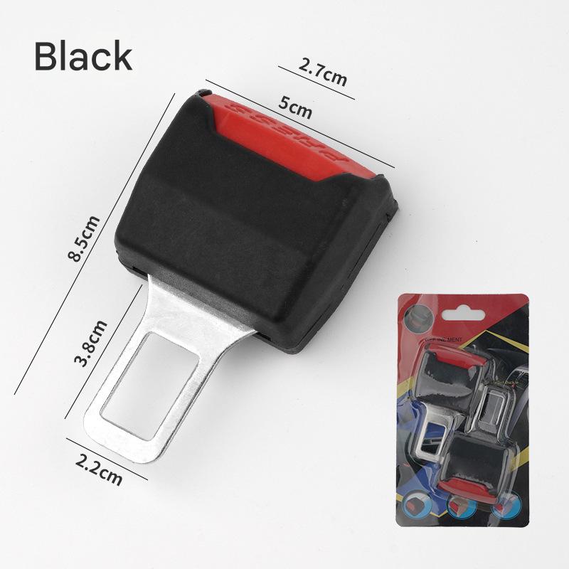 Essential black 2-pack seat belt extender clips for increased car safety & enhanced travel comfort for all.