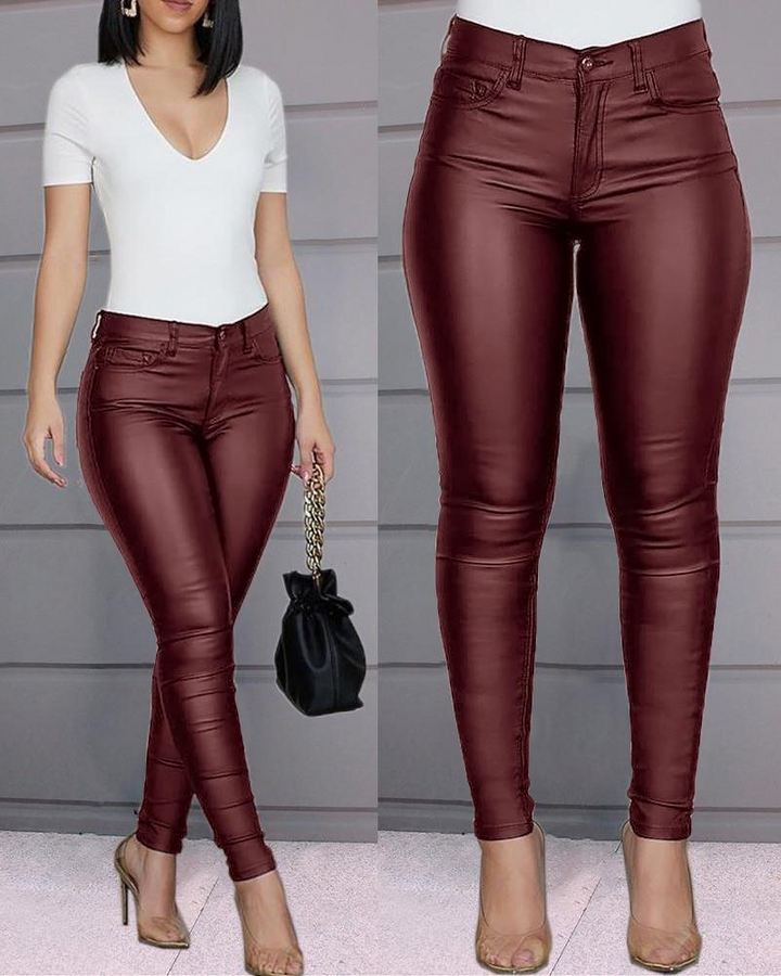 Raffaela blue high waist stretch trousers. Skinny fit, perfect for women's fashion.