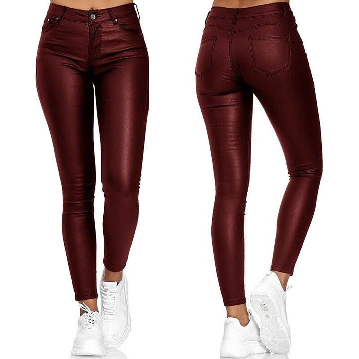 Stylish black high waist stretch pants for women. Ideal for comfort & everyday fashion.