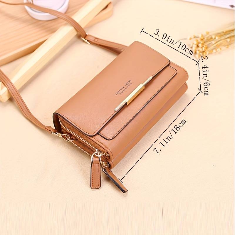 Durable brown leather shoulder wallet, a reliable fashion accessory & compact organizer.
