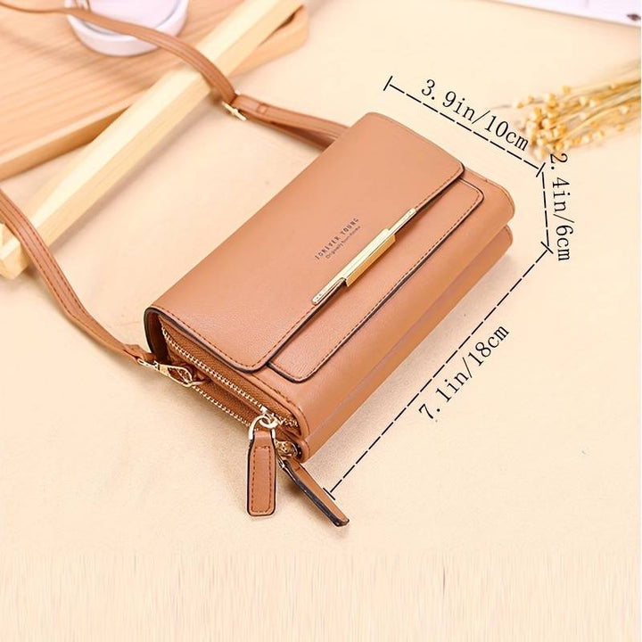 Durable brown leather shoulder wallet, a reliable fashion accessory & compact organizer.