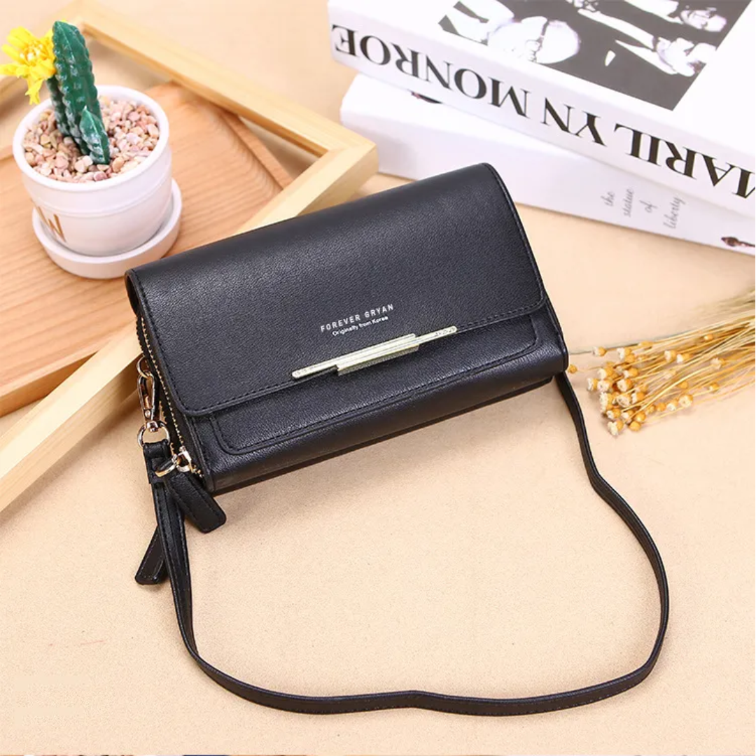 Chic red leather women's wallet bag, a versatile fashion accessory with ample storage.