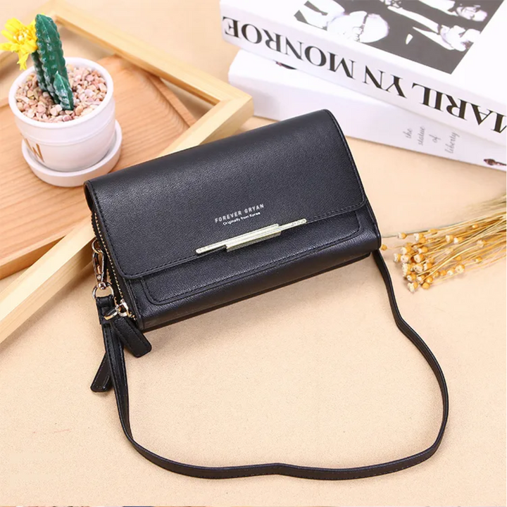 Chic red leather women's wallet bag, a versatile fashion accessory with ample storage.