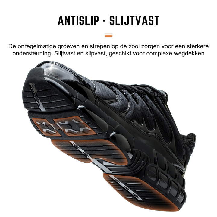 Men's protective steel toe construction boots. Slip-resistant, durable safety footwear ensures ultimate protection on job sites.