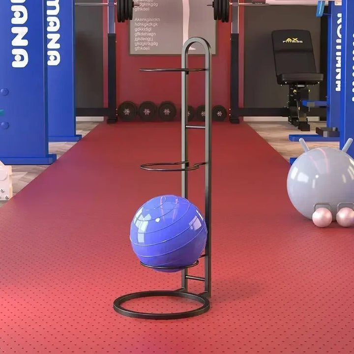 Durable black steel sports ball storage organizer, perfect for garage organization and keeping balls accessible.