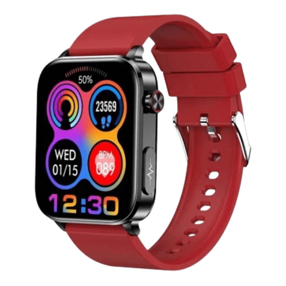 "Blue smartwatch with laser blood sugar monitoring and sleek design, part of health and wellness technology innovation."