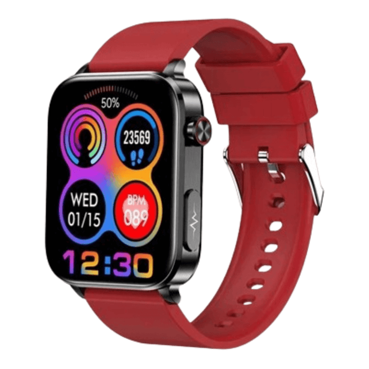 "Blue smartwatch with laser blood sugar monitoring and sleek design, part of health and wellness technology innovation."