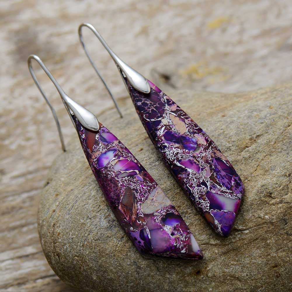 Artisan handcrafted boho dangle earrings. Colorful unique style statement jewelry for women.
