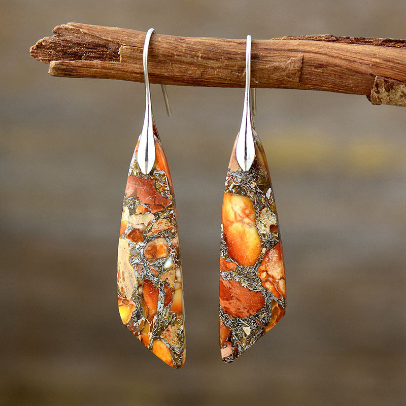 Statement bohemian drop earrings, a unique gift for her. Handcrafted, colorful, and perfect for women's fashion.