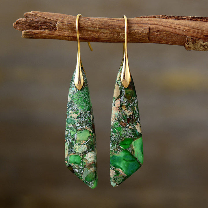 Unique handcrafted dangle earrings in boho style. Versatile statement jewelry for women's fashion.