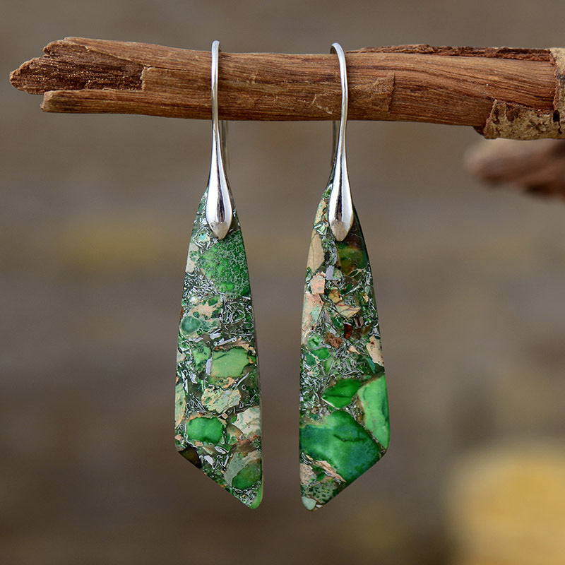 Colorful bohemian fashion drop earrings. Handcrafted unique statement jewelry for women, elegant accessory.