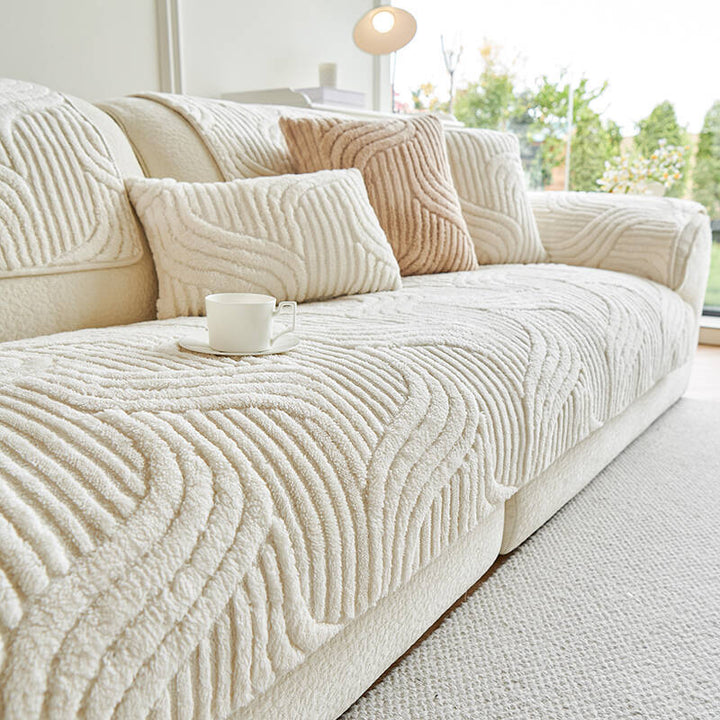 Bohemian non-slip plush sofa cover with vibrant colors and anti-slip design, perfect for stylish living room decor.