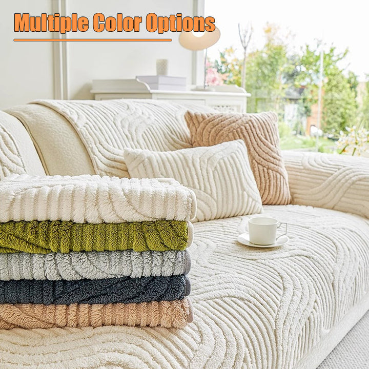 Bohemian non-slip plush sofa cover with vibrant colors and anti-slip design, perfect for stylish living room decor.