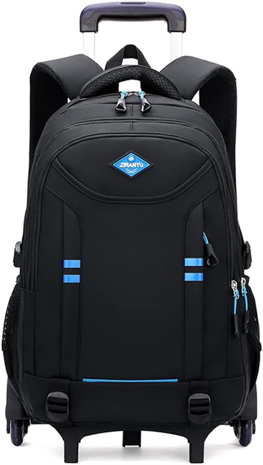 Boys' multi-pocket rolling school backpack. Convertible trolley bag, water resistant, perfect for school & travel.