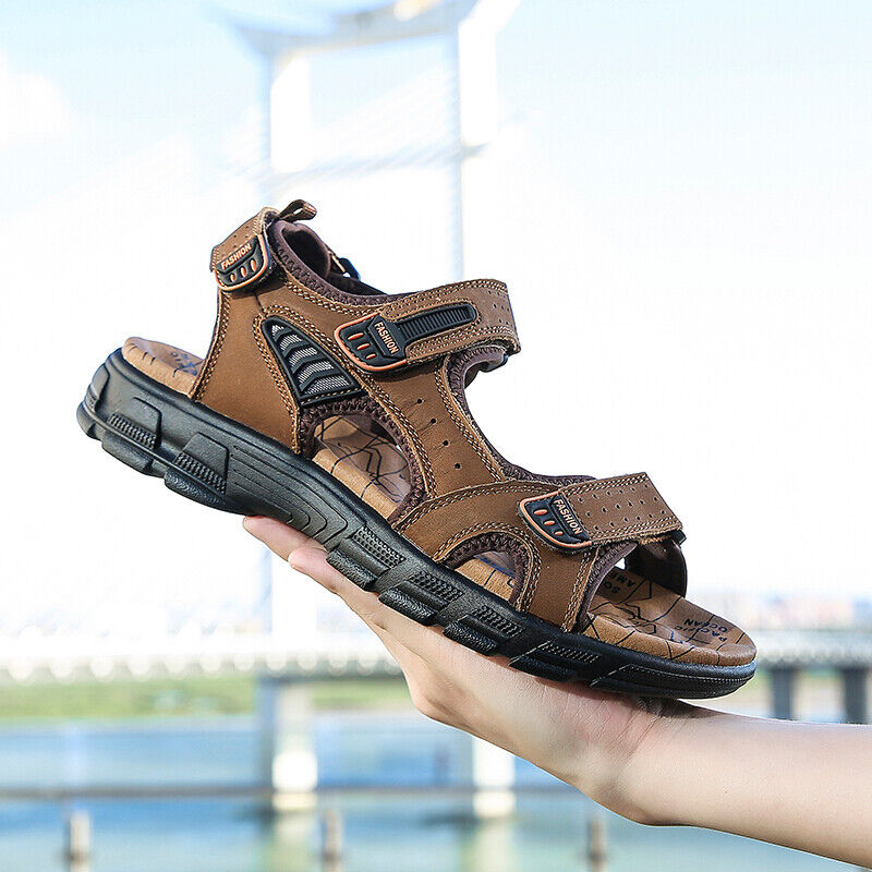 Black adjustable orthopedic Velcro sandals for men & women, offering arch support & all-day comfort. Ideal casual footwear.