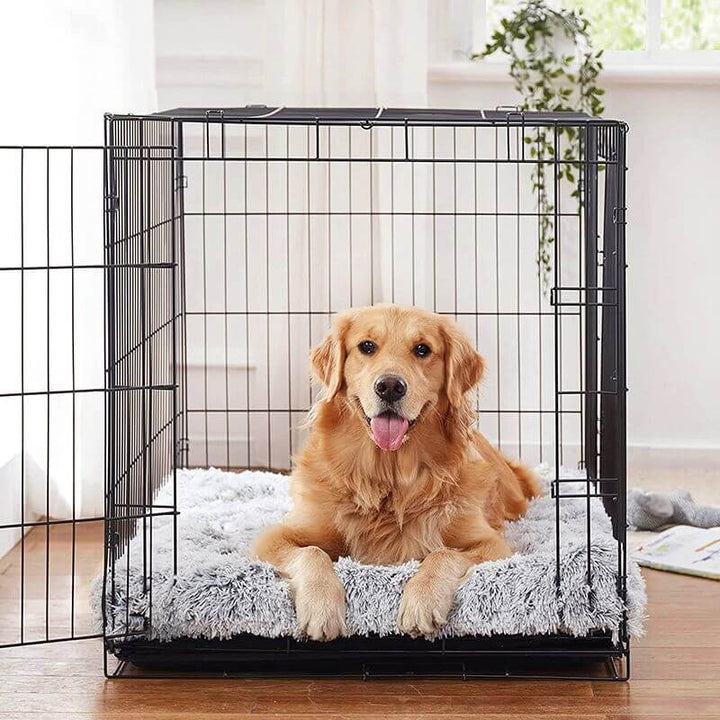"Brown orthopaedic dog pillow for comfort, L-XXL sizes, offers optimal support and style in pet supplies."