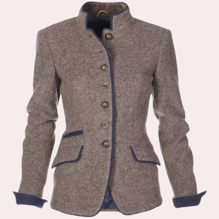 Brown tailored women's blazer, perfect for professional wear & business casual office attire. Elegant Elara jacket.