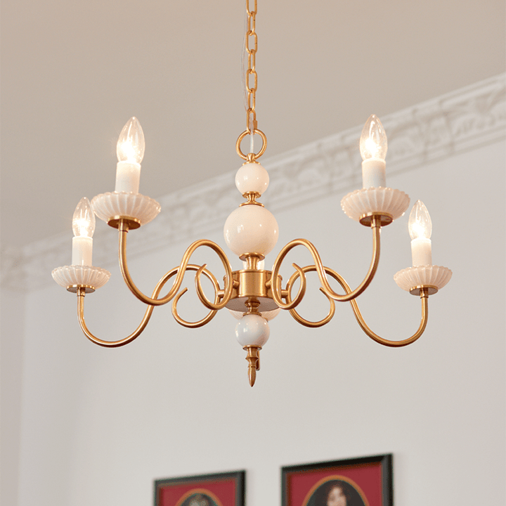 Retro Cream Glass Chandelier 3/5 Lamps