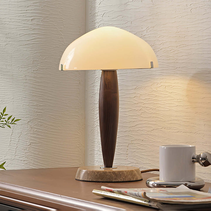 Elegant Glass & Wood Table Lamp