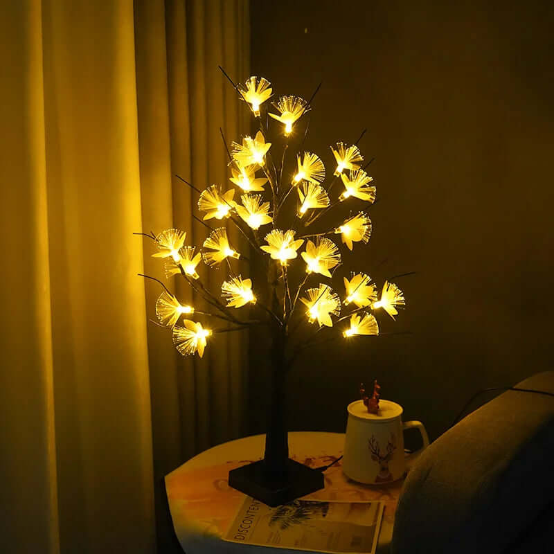 LED Birch Tree Light with Rose Flowers - 45cm