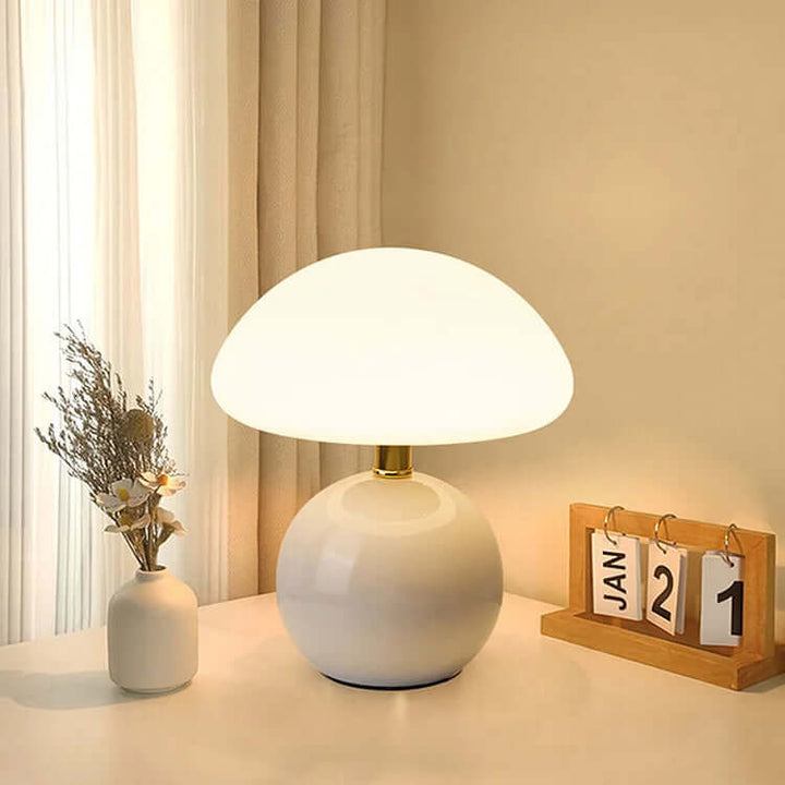 Ceramic Mushroom Lamp with Adjustable LED Light