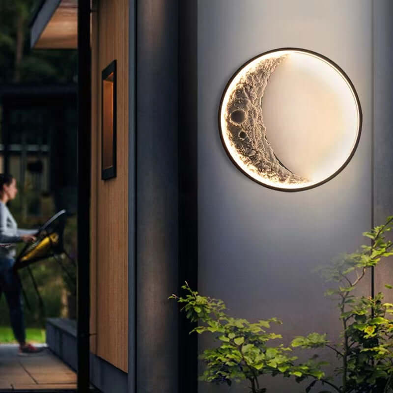 Modern Outdoor LED Moon Wall Light