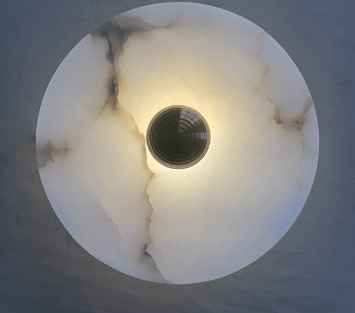 Oval Alabaster Table Lamp with Brass Base