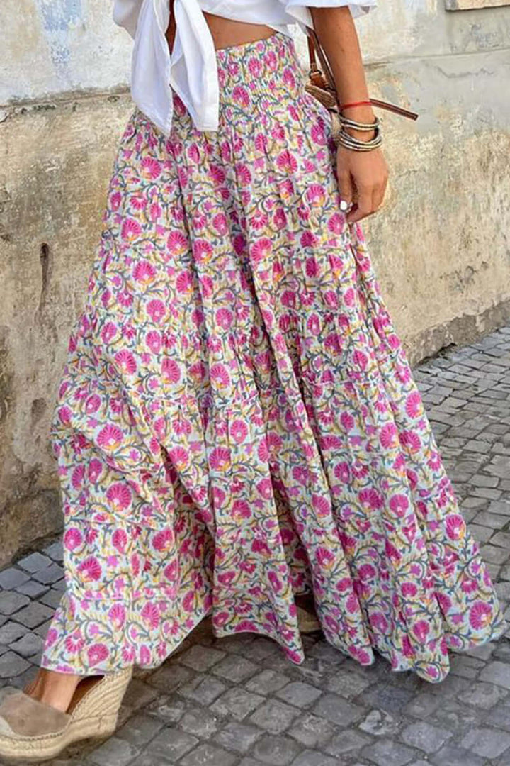 Printed High-Waisted Midi Skirt for Women