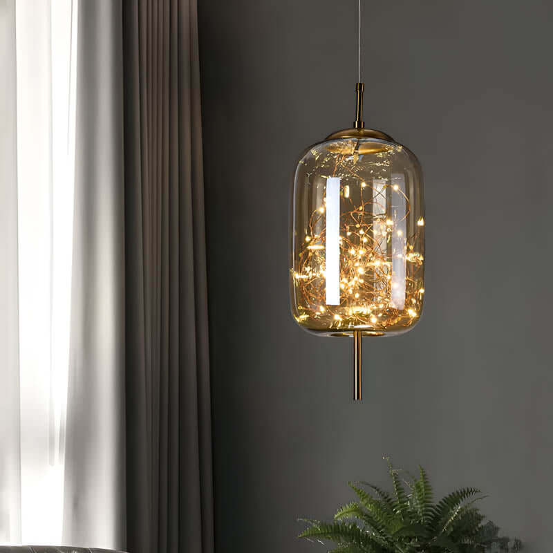 Brown Glass Pendant Light with Multiple Lights
