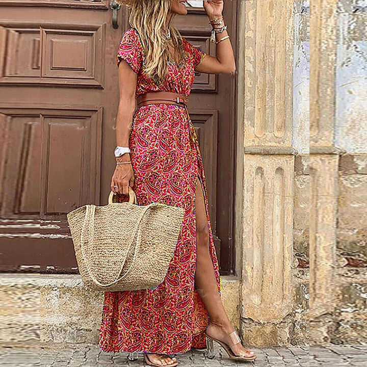 Bohemian Maxi Dress with Side Slit