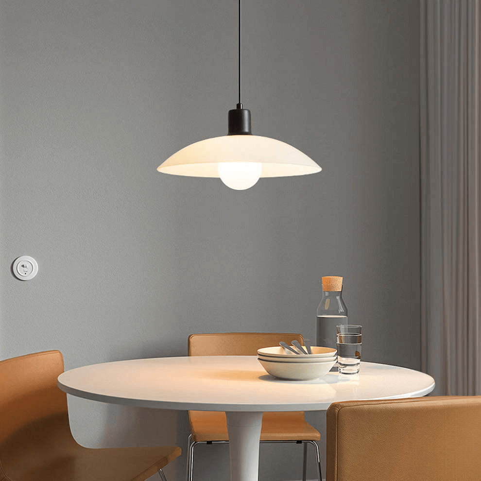 Modern White Glass Disc Pendant Light