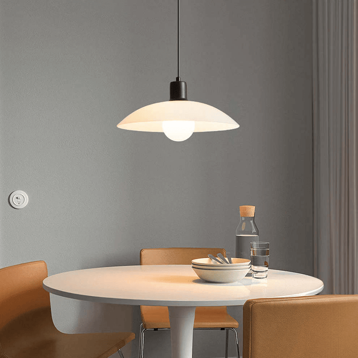 Modern White Glass Disc Pendant Light