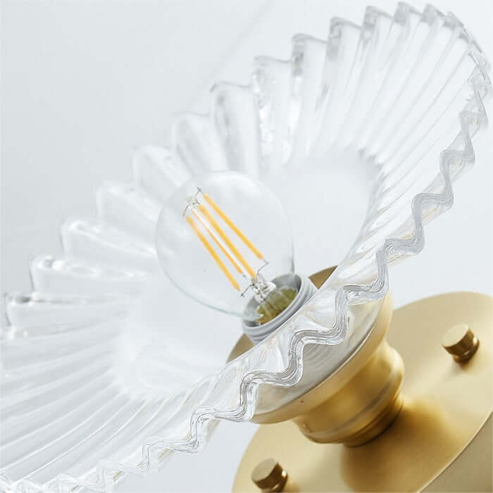 Vintage Style Clear Glass Ribbed Petal Ceiling Light