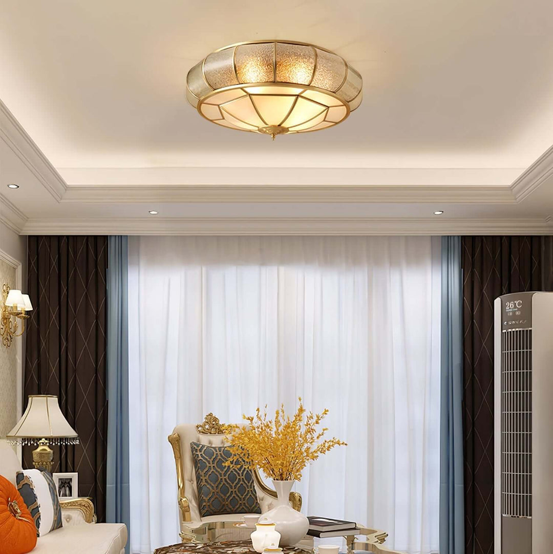 Round Textured Glass Ceiling Light Fixture