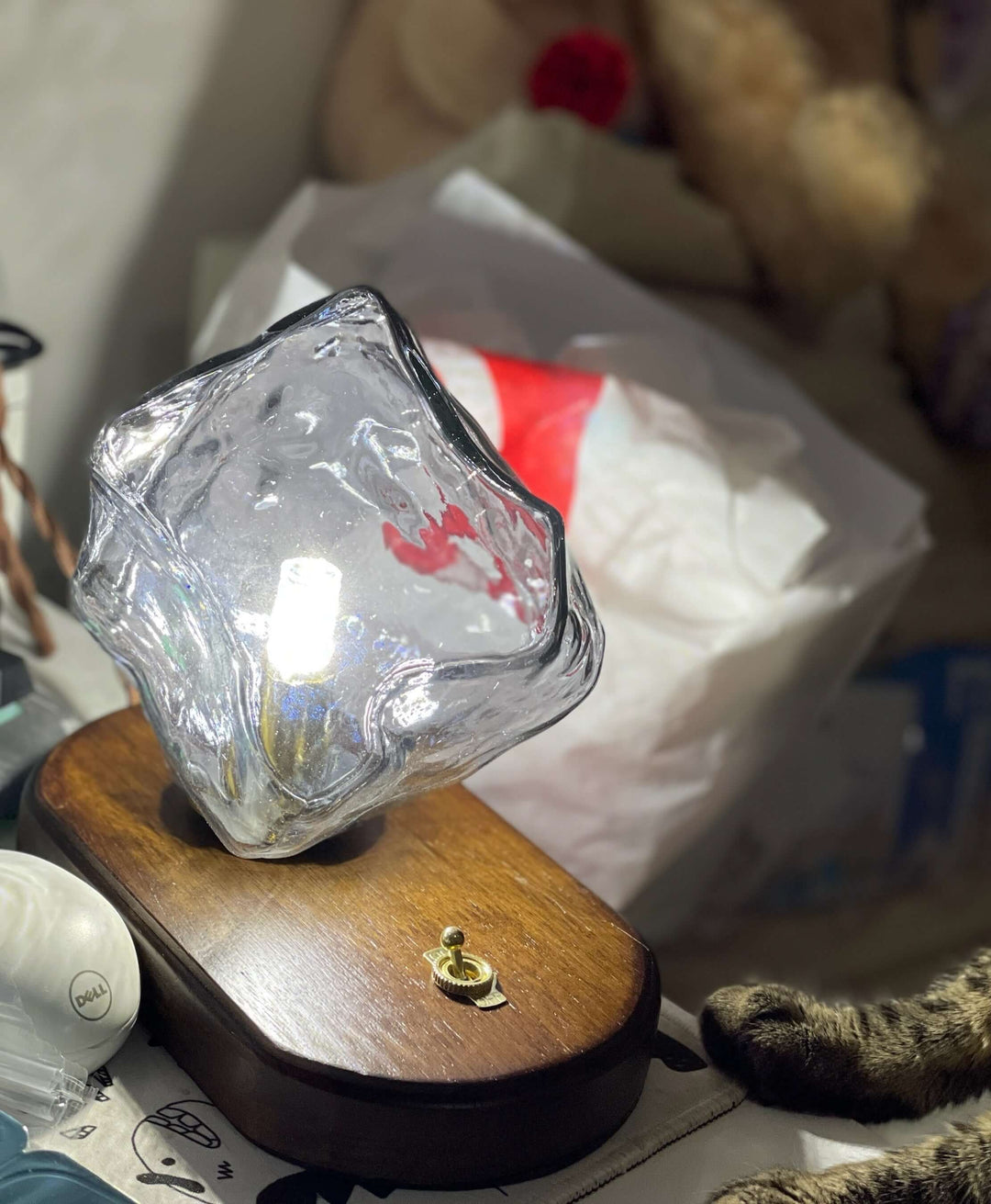 Elegant Glass Table Lamp with Metal Base