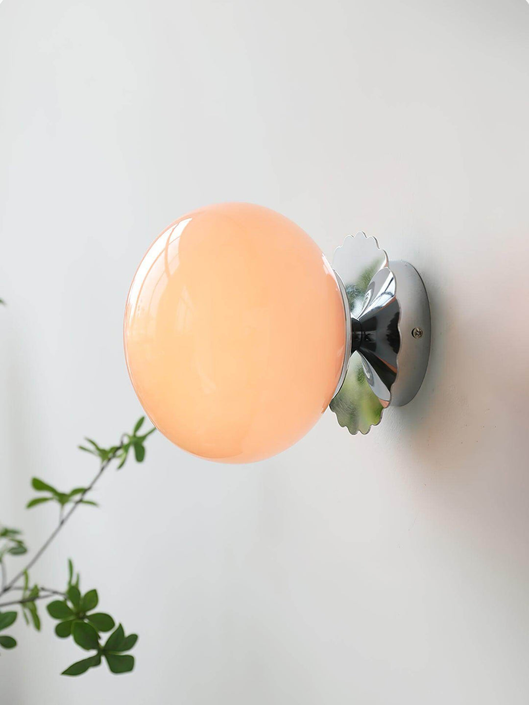 Pink Glass & Metal Sconce Light - 20cm