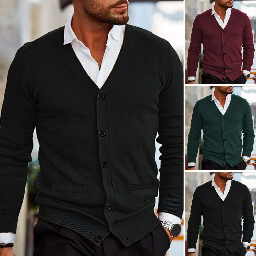 Men's V-Neck Button-Front Cardigan