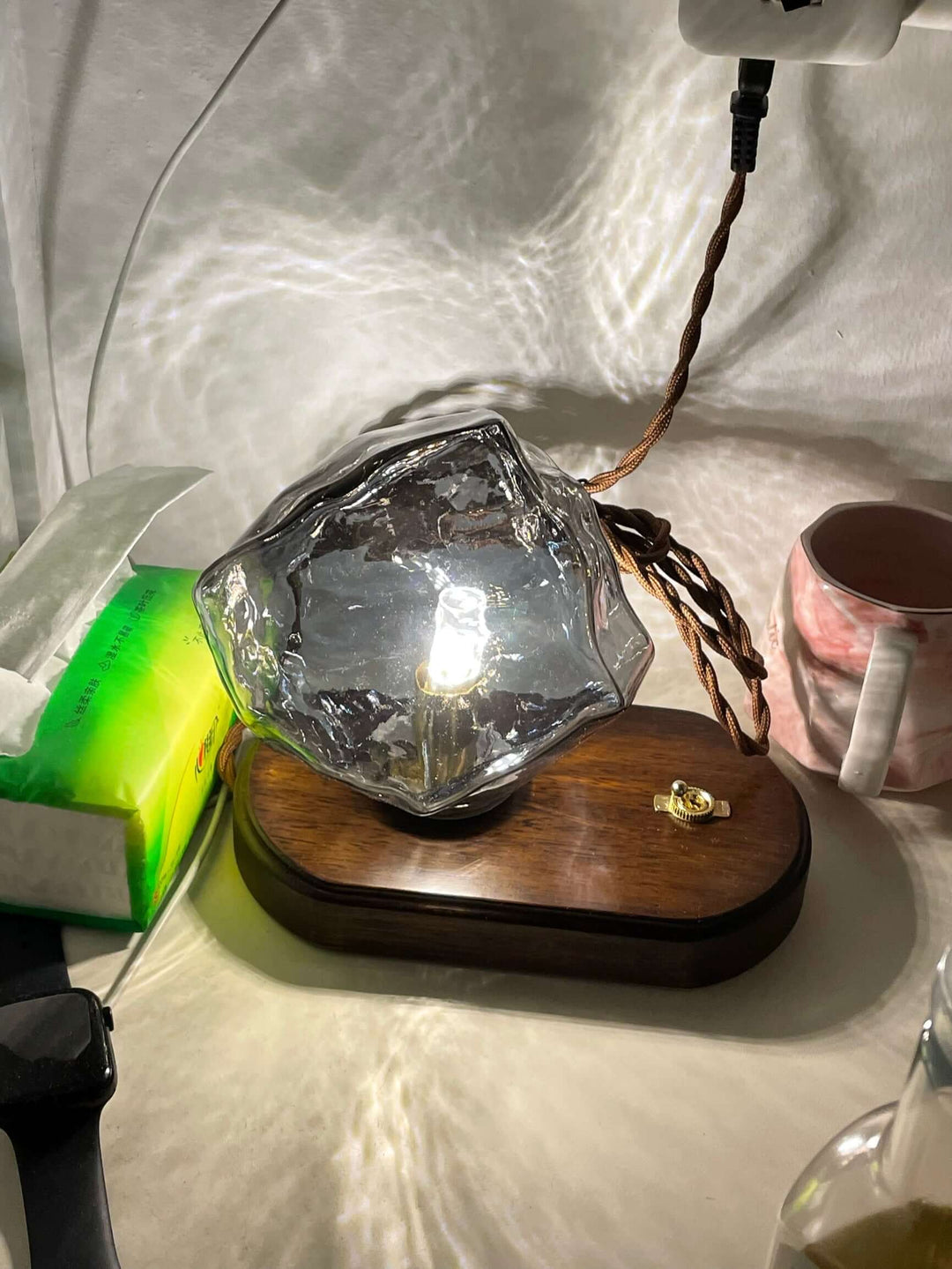 Elegant Glass Table Lamp with Metal Base