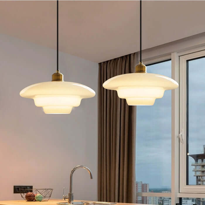 Modern White Glass Pendant Light Fixture