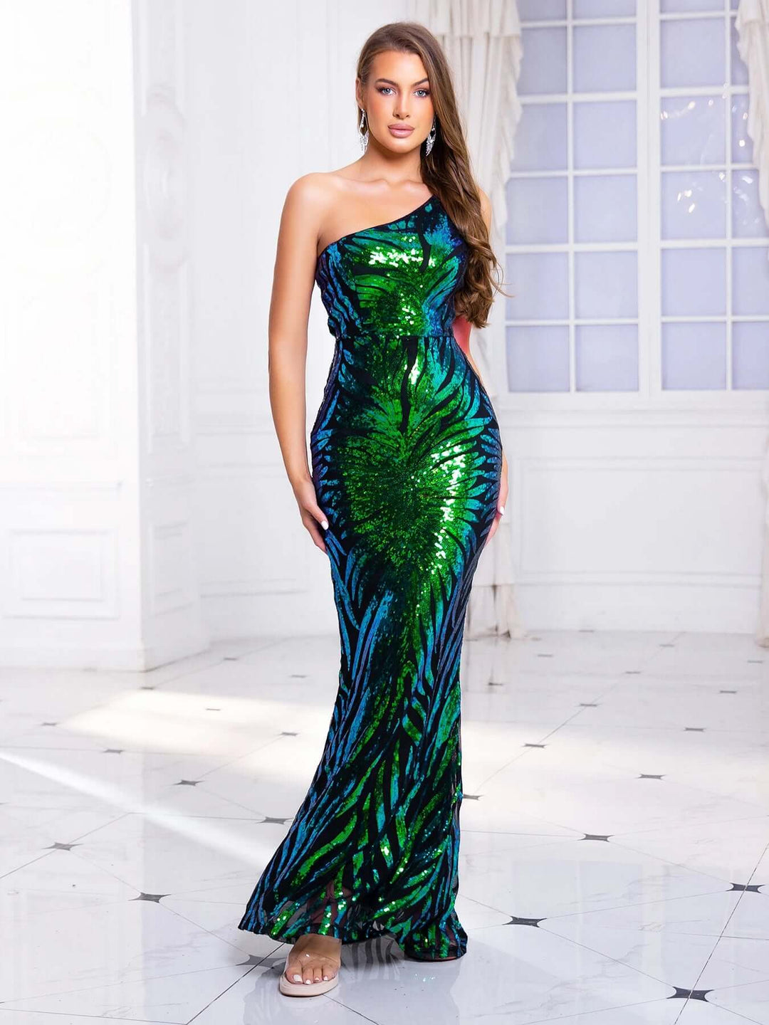 One-Shoulder Mermaid Evening Gown