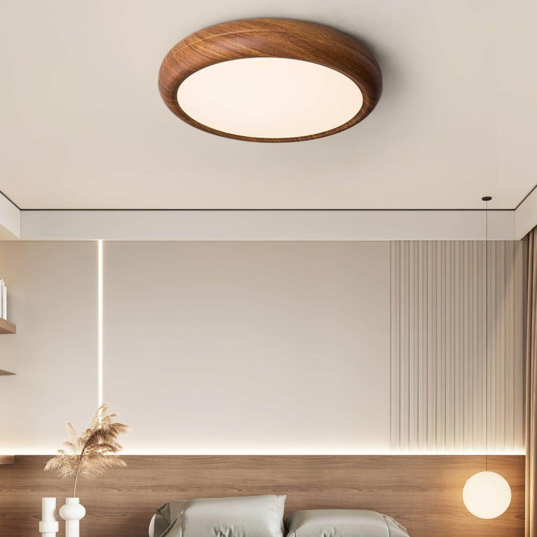 Modern Wood Grain LED Ceiling Light Fixture