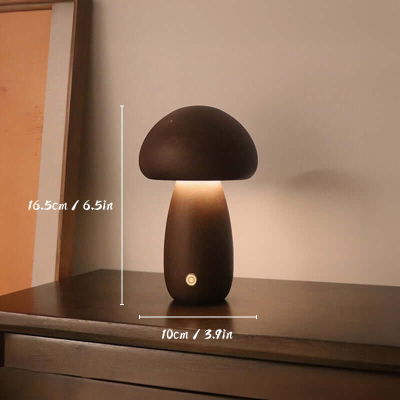 Rechargeable Wooden Mushroom Lamp