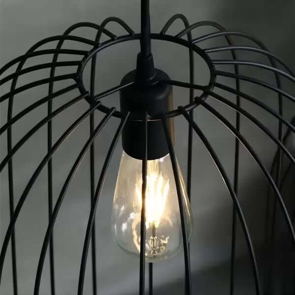 Striped Cage Floor Lamp, Metal Rattan Accent Lamp