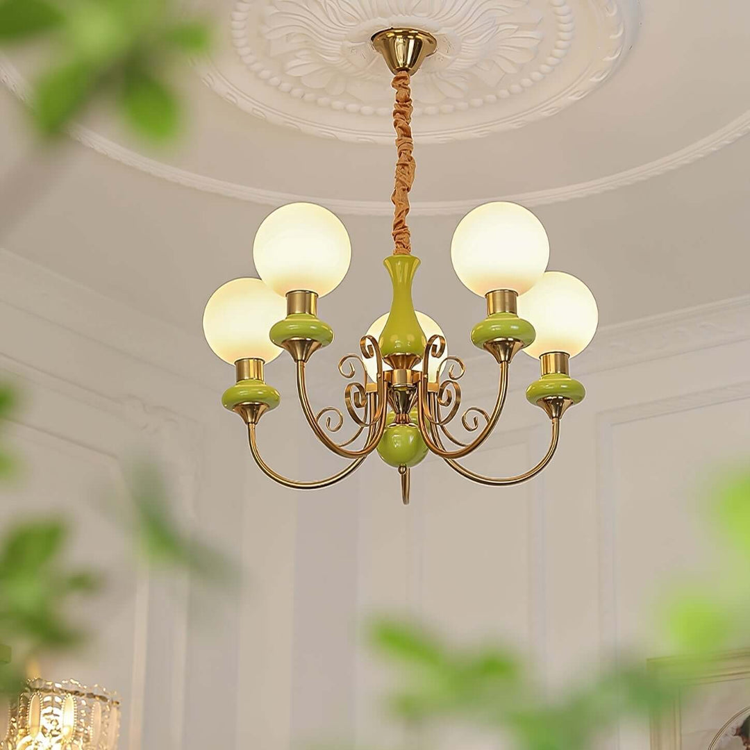 Elegant Green Onyx Chandelier | 3 & 5 Heads