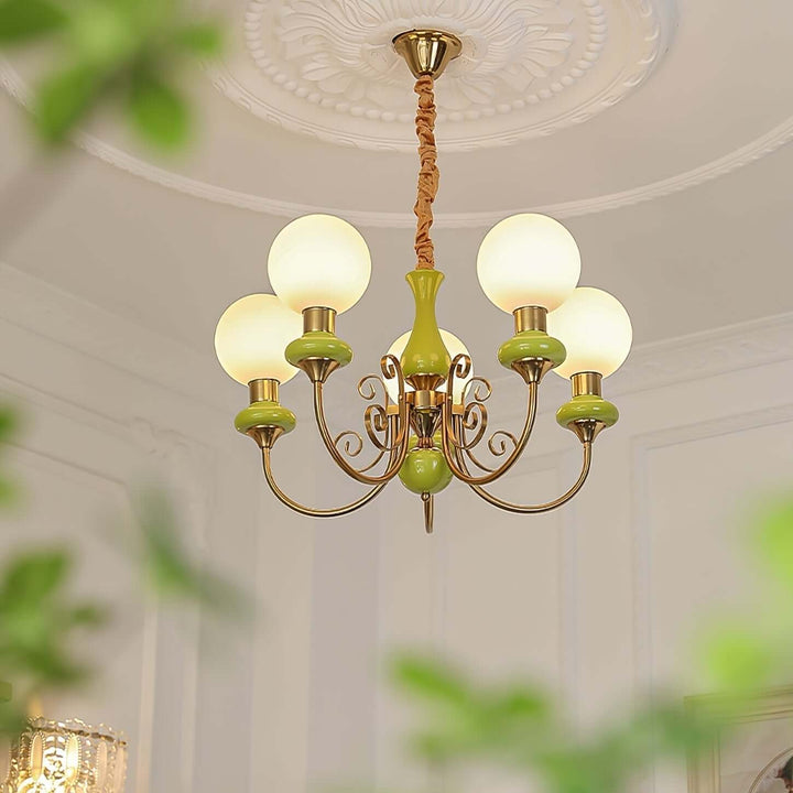 Elegant Green Onyx Chandelier | 3 & 5 Heads