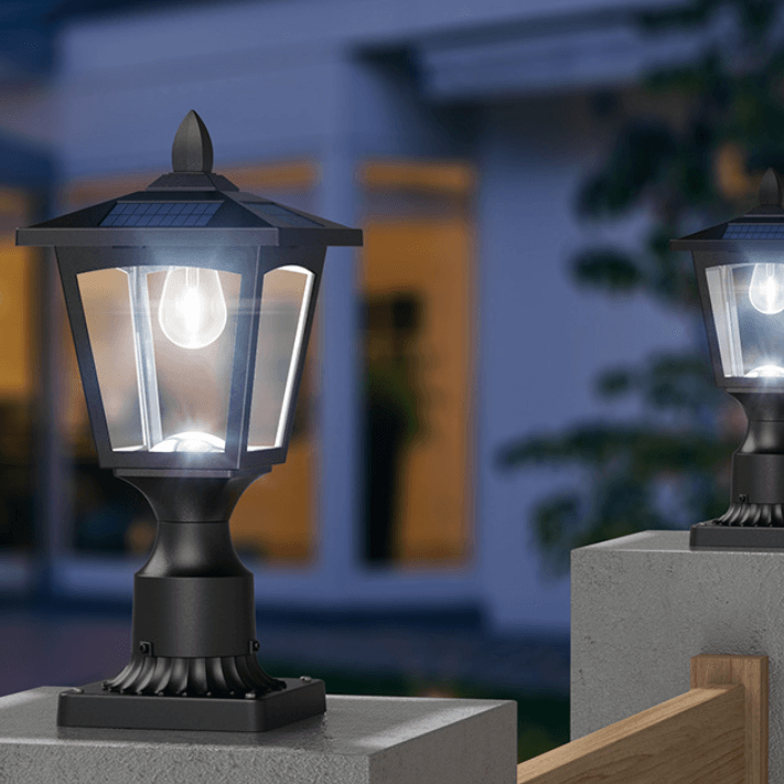 Outdoor Black Metal Lantern Post Light - IP44 Weatherproof