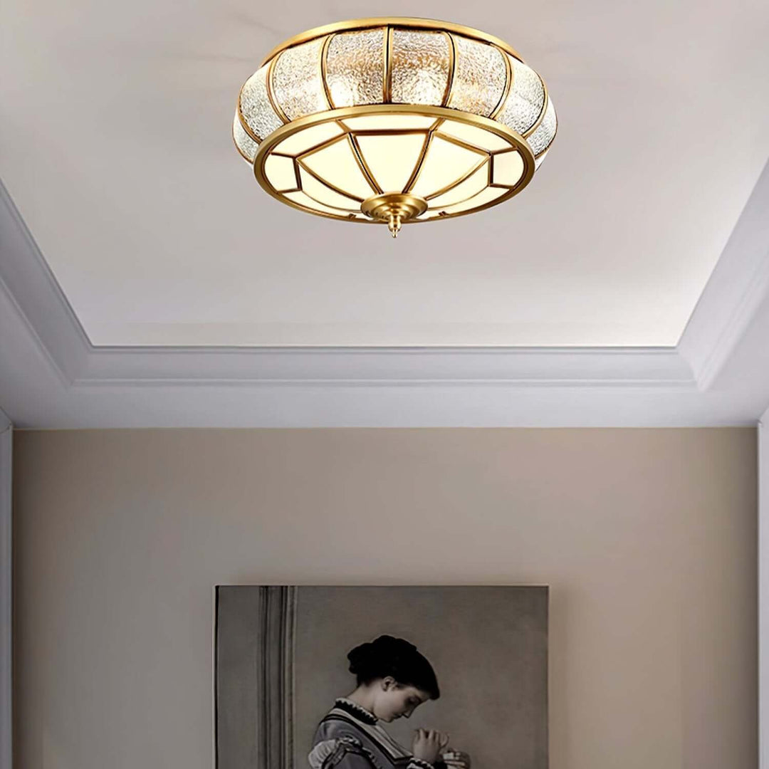 Round Textured Glass Ceiling Light Fixture