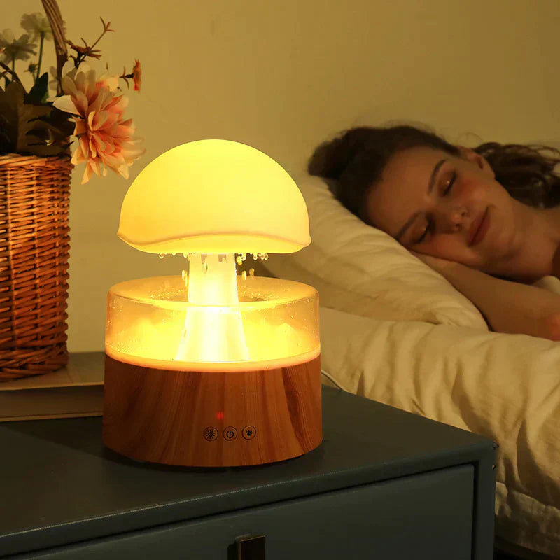CalmCloud rain cloud humidifier creates a soothing ambiance, improving air quality in your bedroom. Relaxing home decor.